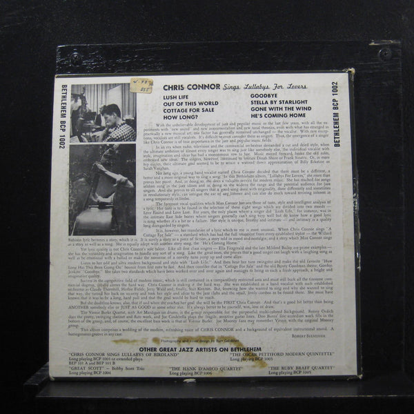 Chris Connor - Sings Lullabys For Lovers LP 10" VG BCP 1002 Mono 1st 1954 Record - Shuga Records