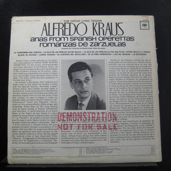 Alfredo Kraus - Arias From Spanish Operettas LP VG+ EX 5105 2i Promo Record - Shuga Records