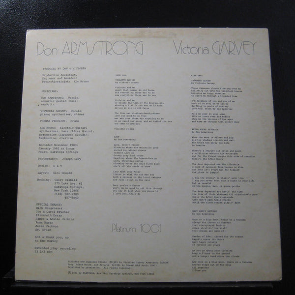Don Armstrong Victoria Garvey LP VG+ Private Rock Synth 1981 Vinyl Record - Shuga Records