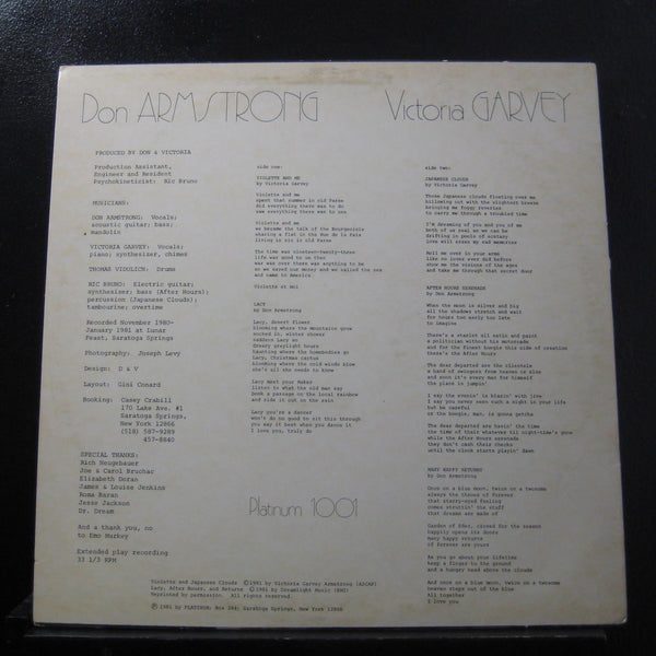 Don Armstrong Victoria Garvey LP VG+ Private Rock Synth 1981 Vinyl Record