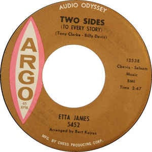 Etta James - Two Sides (To Every Story) / I Worry Bout You - VG- 7" Single 45RPM 1963 Argo USA - Funk / Soul