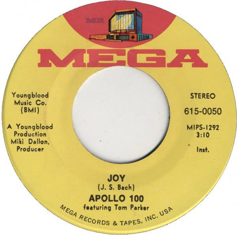 Apollo 100 Featuring Tom Parker ‎- Joy - VG+ 7" Single 45 RPM 1971 USA - Pop