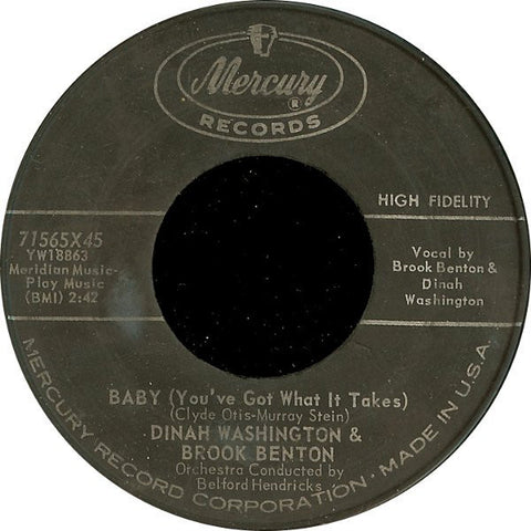 Dinah Washington & Brook Benton - Baby (You've Got What It Takes) / I Do VG - 7" Single 45RPM 1960 Mercury USA 71565X45 - Funk/Soul