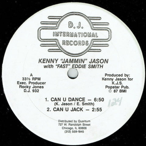 Kenny "Jammin" Jason & "Fast" Eddie Smith - Can U Dance VG- - 12" Single 1987 D.J. International USA - Chicago House
