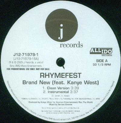 Rhymefest Featuring Kanye West - Brand New - VG+ 12" Single 2005 USA Promo - Hip Hop