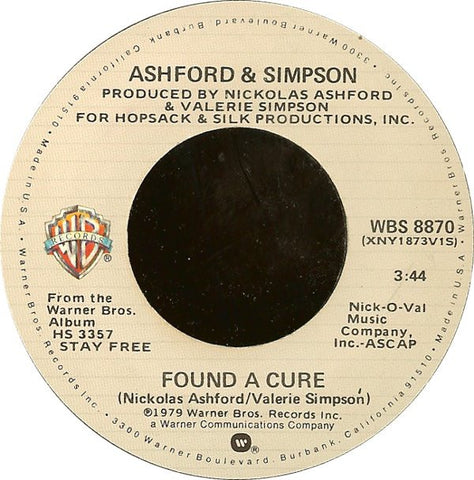 Ashford & Simpson ‎– Found A Cure / You Always Could - VG+ 7" Single 45rpm 1979 Warner Bros. - Soul / Funk / Disco