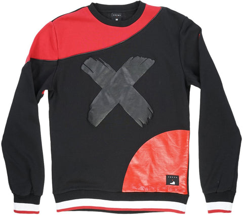 Krome -  Men's Black/Red Banned Crewneck Sweatshirt
