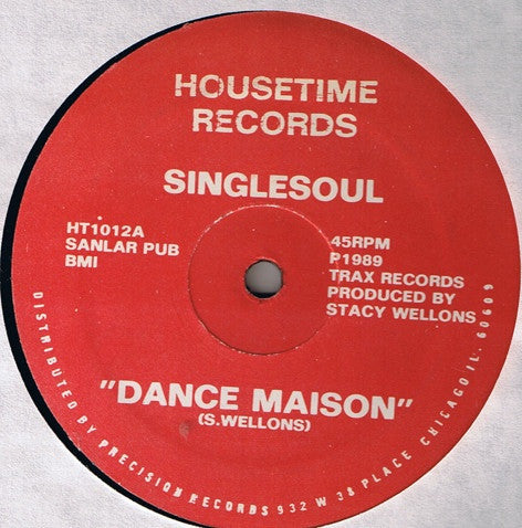 Singlesoul ‎– Dance Maison - VG+ 12" Single 1989 USA - Chicago House