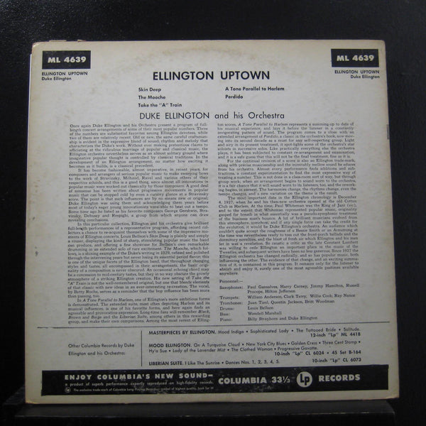 Duke Ellington And His Orchestra - Ellington Uptown LP VG+ ML 4639 1953 Record - Shuga Records