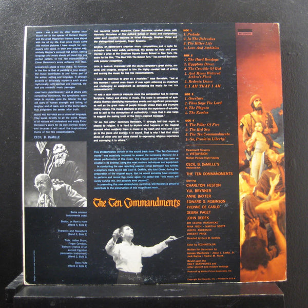 Elmer Bernstein - Music From The Sound Track Of Cecil B. DeMille's "The Ten Commandments" - VG+ 2 LP Record 1957 DOT USA Vinyl - Soundtrack / Score - Shuga Records