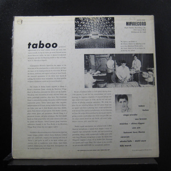Arthur Lyman - Taboo - Taboo - The Exotic Sounds Of Arthur Lyman - VG+ LP Record 1958 HiFi USA Mono Vinyl - Exotica / Space-Age / Pacific - Shuga Records