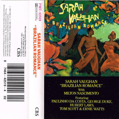 Sarah Vaughan with Milton Nascimento ‎– Brazilian Romance - Used Cassette Tape 1987 CBS USA - Jazz / Soul-Jazz