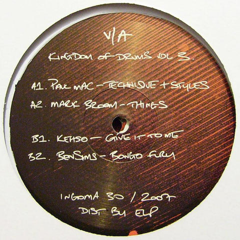 Ben Sims/Paul Mac/Mark Boom/Kehso/Cave & More - Kingdom Of Drums Vol. 3 - New 2 LP Record 2007 Ingoma UK Vinyl - Electronic / Techno / House / Tribal