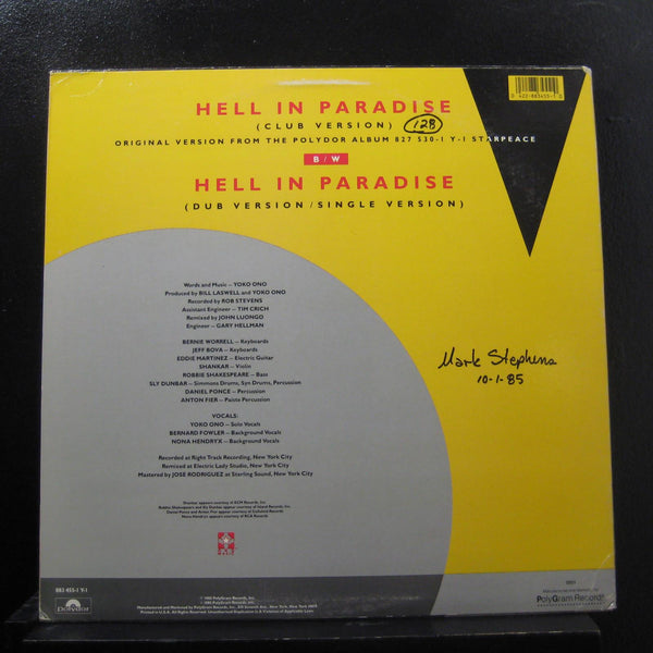Yoko Ono - Hell In Paradise - VG+ 12" Single Record 1985 Polydor USA Vinyl - Synth-pop - Shuga Records
