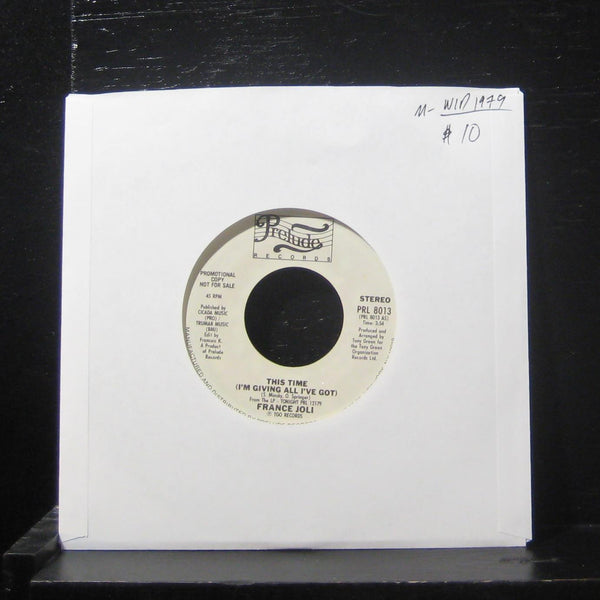 France Joli - This Time (I'm Giving All I've Got) 7" Mint- PRL 8013 White Promo - Shuga Records