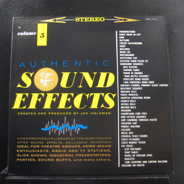 Jac Holzman - Authentic Sound Effects Volume 5 - VG+ LP Record 1966 Elektra USA Original Vinyl - Special Effects / Field Recording - Shuga Records
