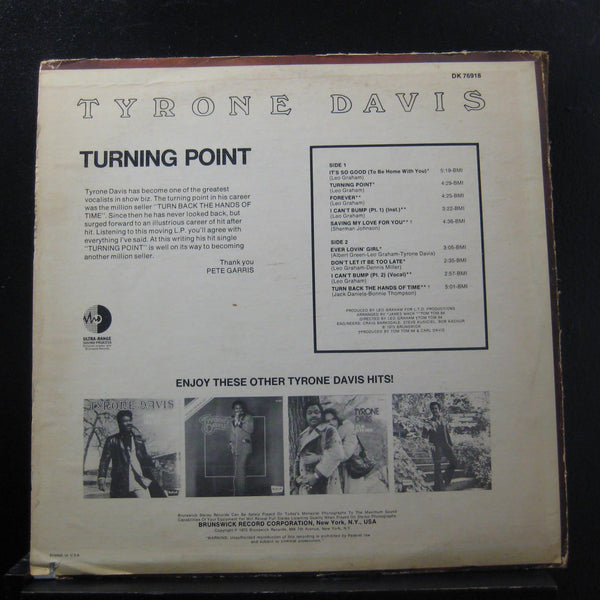 Tyrone Davis - Turning Point! - Mint- LP Record 1975 Dakar White Promo Vinyl - Funk / Soul - Shuga Records