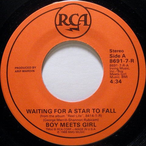 Boy Meets Girl ‎– Waiting For A Star To Fall / No Apologies - Mint- 45rpm 1988 USA - Rock / Pop