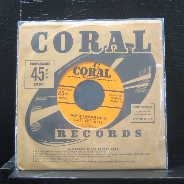 Ames Brothers - Break The Bands That Bind Me / Auf Wiederseh'n 7" Mint- 9-60773 - Shuga Records