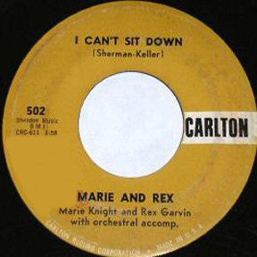 Marie And Rex / Marie Knight ‎- I Can't Sit Down / Miracles - VG 7" Single 45 RPM 1959 USA - Funk / Soul / R&B