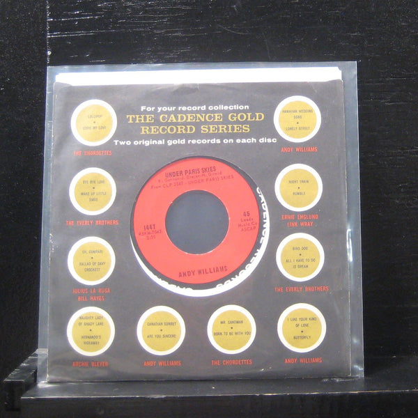 Andy Wiliams Under Paris Skies / Let It Be Me 7" Mint- 1447 Vinyl 45 1963 - Shuga Records
