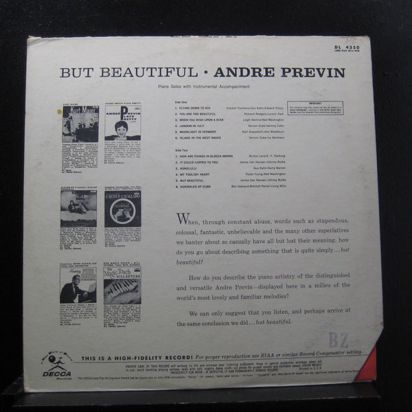 Andre Previn - But Beautiful LP VG+ DL 4350 Mono Decca 1963 Vinyl Record Rare - Shuga Records