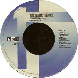 Richard Marx- Angelia / Endless Summer Nights- M- 7" Single 45RPM- 1989 EMI USA- Rock/Pop - Shuga Records