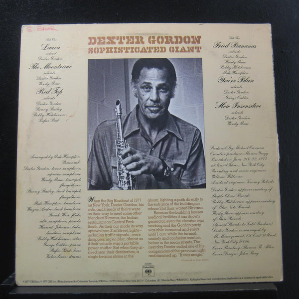 Dexter Gordon - Sophisticated Giant - VG+ LP Record 1977 Columbia USA Original Vinyl - Jazz / Post Bop - Shuga Records