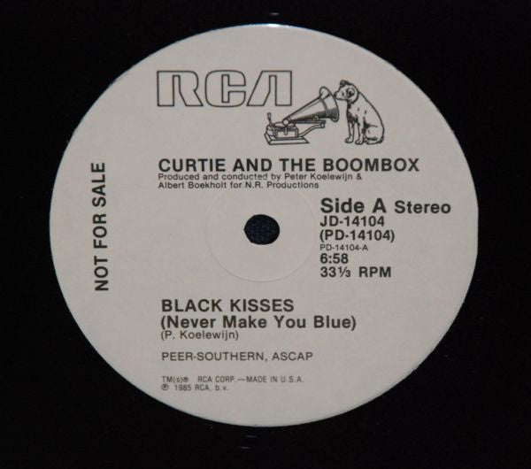 Curtie And The Boombox ‎– Black Kisses (Never Make You Blue) - Mint- 12" Single Promo 1985 USA - Synth-Pop / Disco
