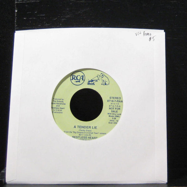 Restless Heart - A Tender Lie / A Tender Lie 7" VG+ 8714-7-RAA Vinyl 45 Promo - Shuga Records
