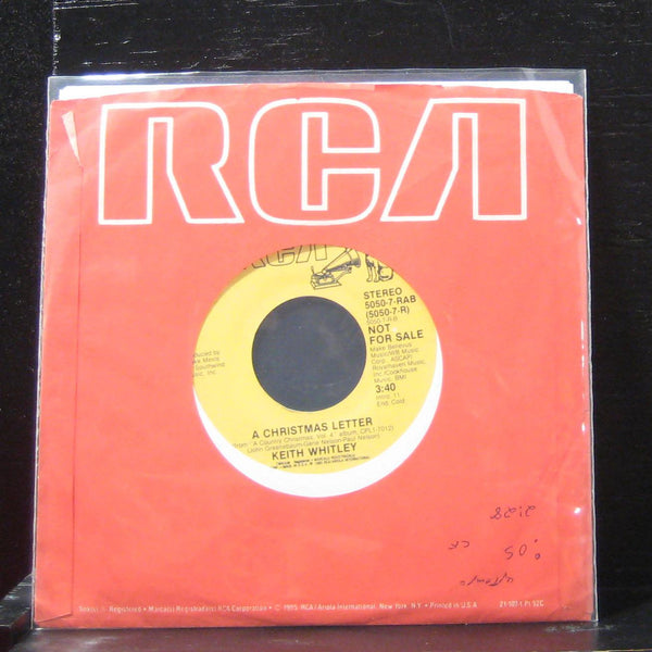 Keith Whitley - A Christmas Letter 7" VG+ 5050-7-RAB Vinyl 45 Promo 1985 - Shuga Records