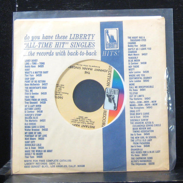 The Johnny Mann - Singers Don't Look Back 7" Mint- 56010 Vinyl 45 Promo - Shuga Records