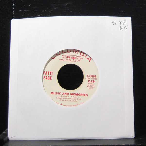 Patti Page - Music And Memories / The Wishing Doll 7" VG 4-43909 Vinyl 45 Promo - Shuga Records