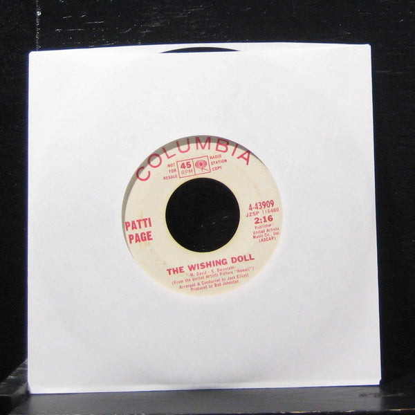 Patti Page - Music And Memories / The Wishing Doll 7" VG 4-43909 Vinyl 45 Promo - Shuga Records
