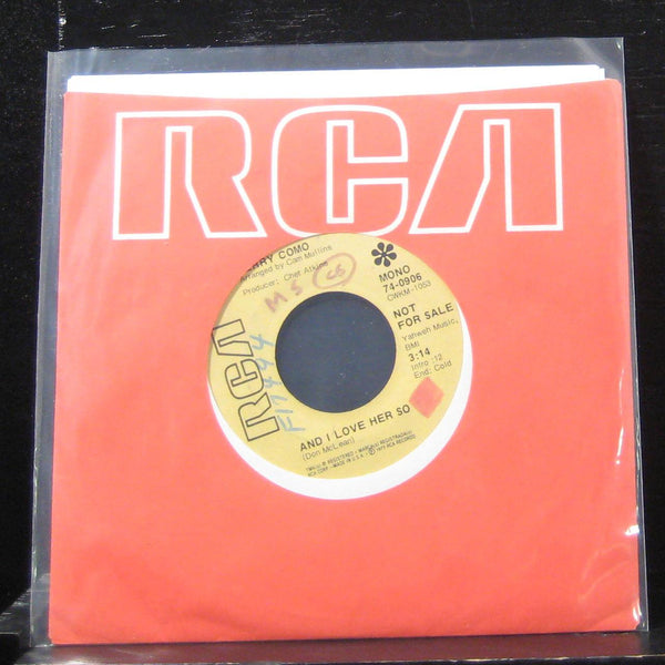 Perry Como - And I Love Her So 7" VG+ 74-0906 Vinyl 45 Promo 1973 - Shuga Records