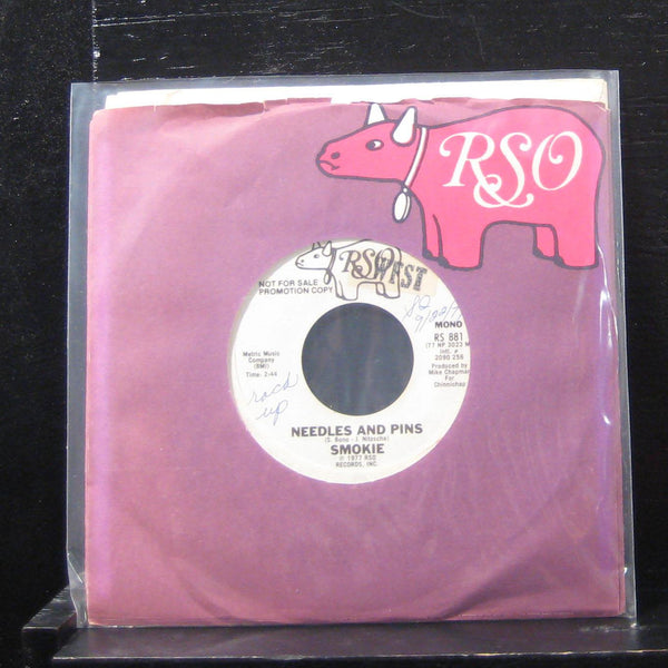Smokie - Needles And Pins 7" VG+ RS 881 Vinyl 45 Promo RSO 1977 - Shuga Records