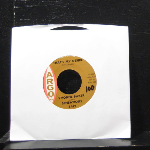 Yvonne Baker - Eyes / That's My Desire 7" VG 5412 Vinyl 45 Argo 1962 - Shuga Records