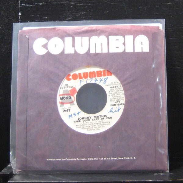 Johnny Mathis - Take Good Care Of Her 7" Mint- 4-45777 Vinyl 45 Promo Mono - Shuga Records