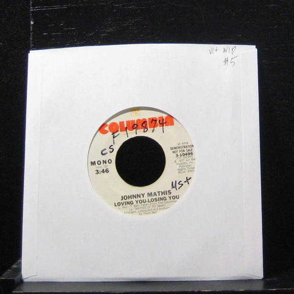 Johnny Mathis - Loving You, Losing You 7" VG+ 3-10496 Vinyl 45 Promo - Shuga Records