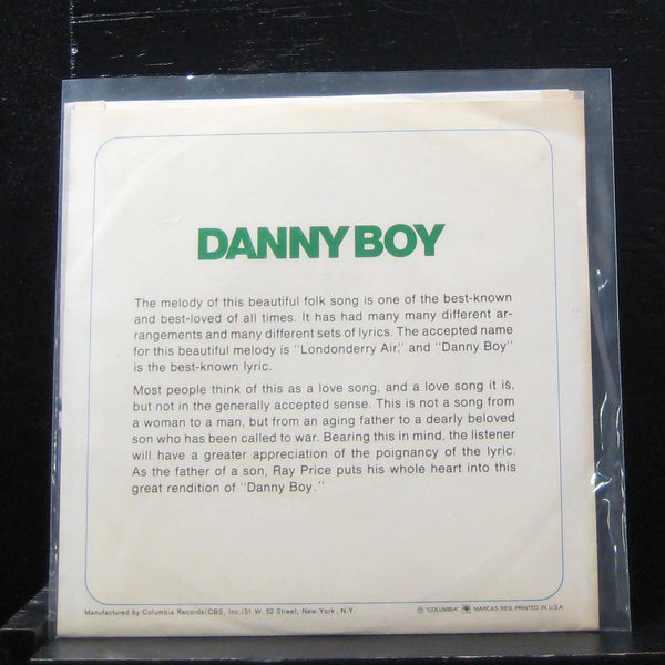 Ray Price  Danny Boy 7" VG+ 4-44042 Vinyl 45 Promo Green - Shuga Records
