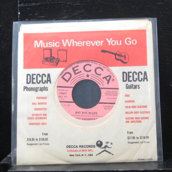 Bert Kaempfert - Bye Bye Blues / Remember When 7" VG+ 31882 Vinyl 45 Promo - Shuga Records