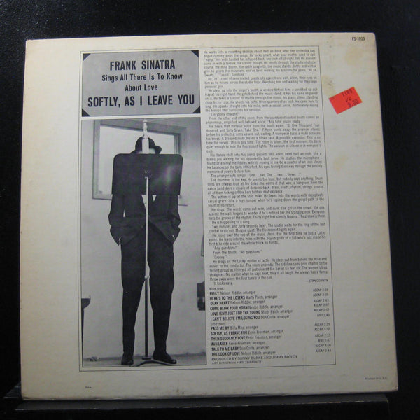 Sinatra - Softly, As I Leave You LP VG+ FS-1013 Stereo Reprise 1964 Vinyl Record - Shuga Records