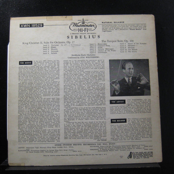 Westerberg, Sibelius - The Tempest / King Christian II LP VG+ XWN 18529 Vinyl - Shuga Records