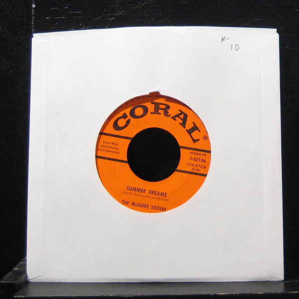 The McGuire Sisters - Summer Dreams / Peace 7"  Mint- 9-62106 Vinyl 45 - Shuga Records