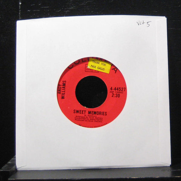 Andy Williams - Sweet Memories 7" VG+ 4-44527 Vinyl 45 - Shuga Records