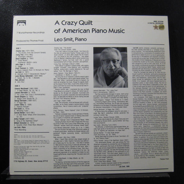 Leo Smit - A Crazy Quilt Of American Piano Music LP Mint- MMD 20105 Vinyl Record - Shuga Records