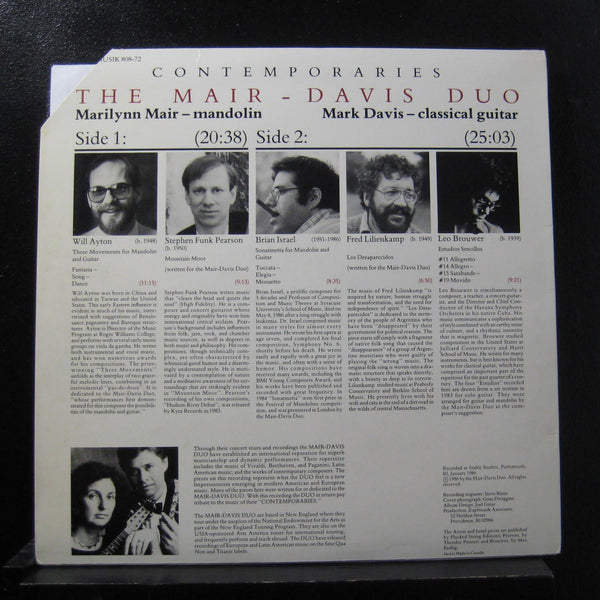 The Mair-Davis Duo - Contemporaries LP Mint- ZUPFMUSIK 808-72 Vinyl Record - Shuga Records