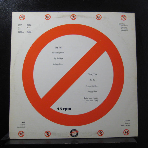 The Sweaties - No Intelligence 12" EP 45 RPM VG+ 41485 USA 1982  Vinyl Record - Shuga Records