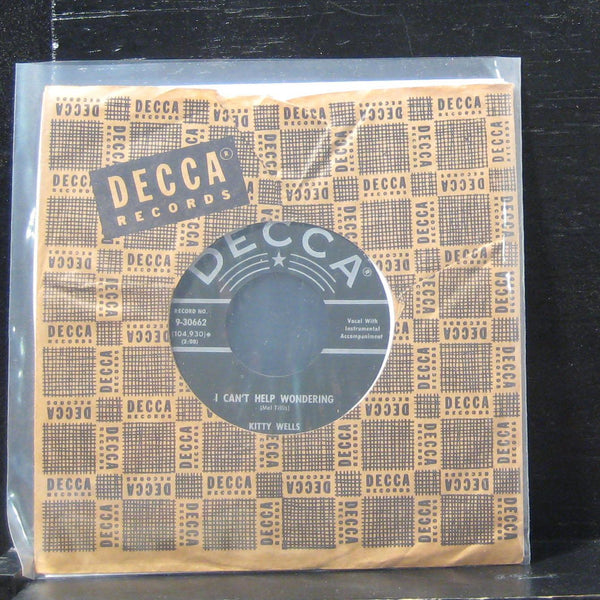 Kitty Wells - Jealousy / I Can't Help Wondering 7" VG+ 9-30662 Vinyl 45 - Shuga Records
