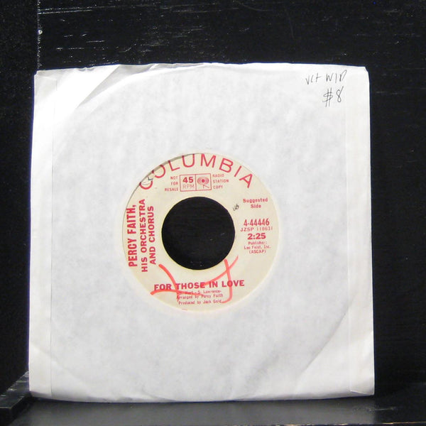 Percy Faith - For Those In Love / There Was A Time 7" VG+ 4-44446 Vinyl 45 Promo - Shuga Records